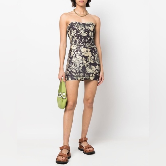 KNWLS Dress Baroque Print Bodycon Strapless Mini 90s Y2K Sz XS KNWLS Dress Baroque Print Bodycon Strapless Mini 90s Y2K Sz XS